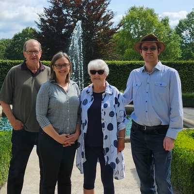 A group photo taken in the University of Guelph arboretum